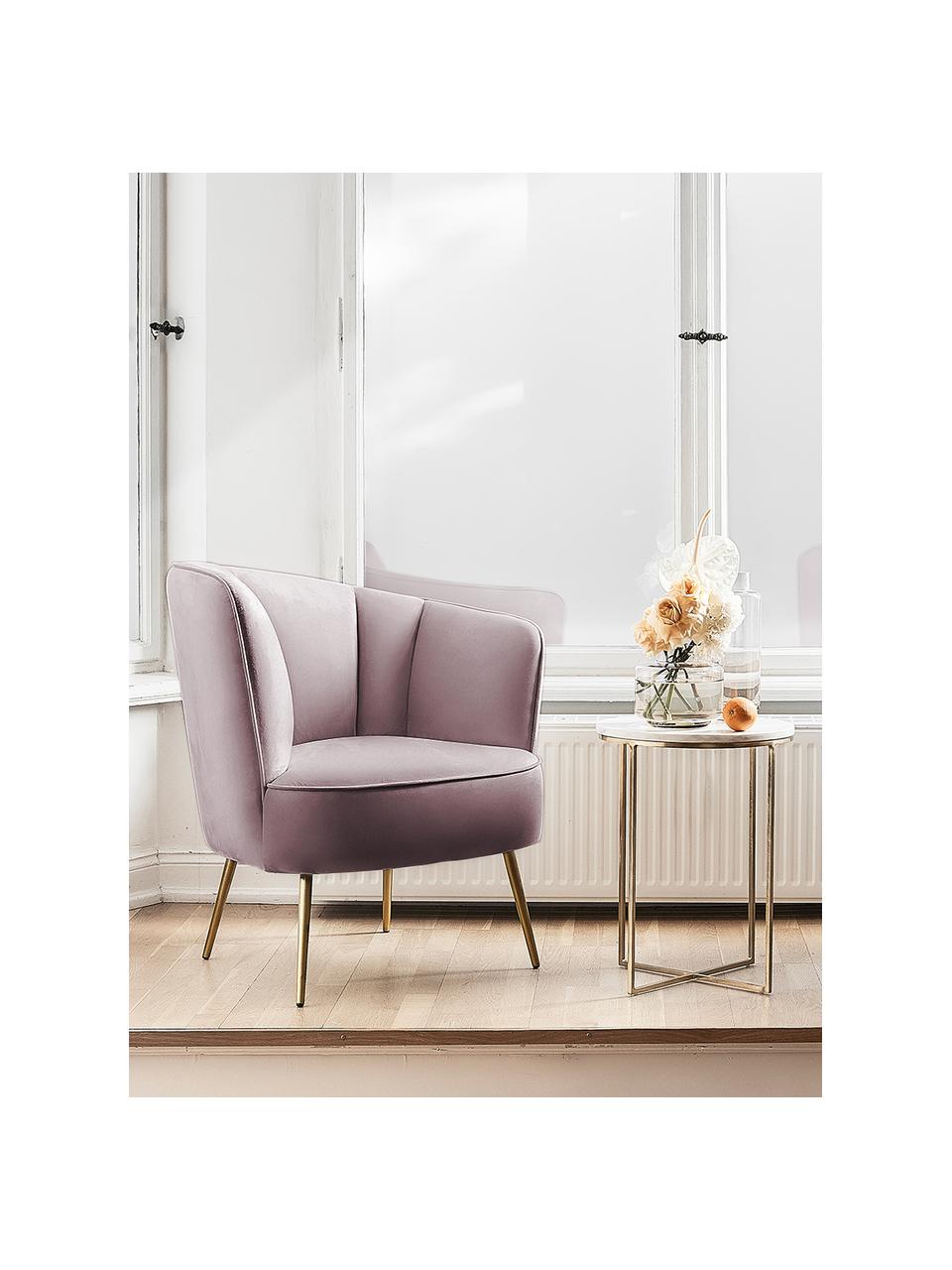 Fauteuil cocktail en velours mauve Louise, Velours mauve, larg. 76 x prof. 75 cm