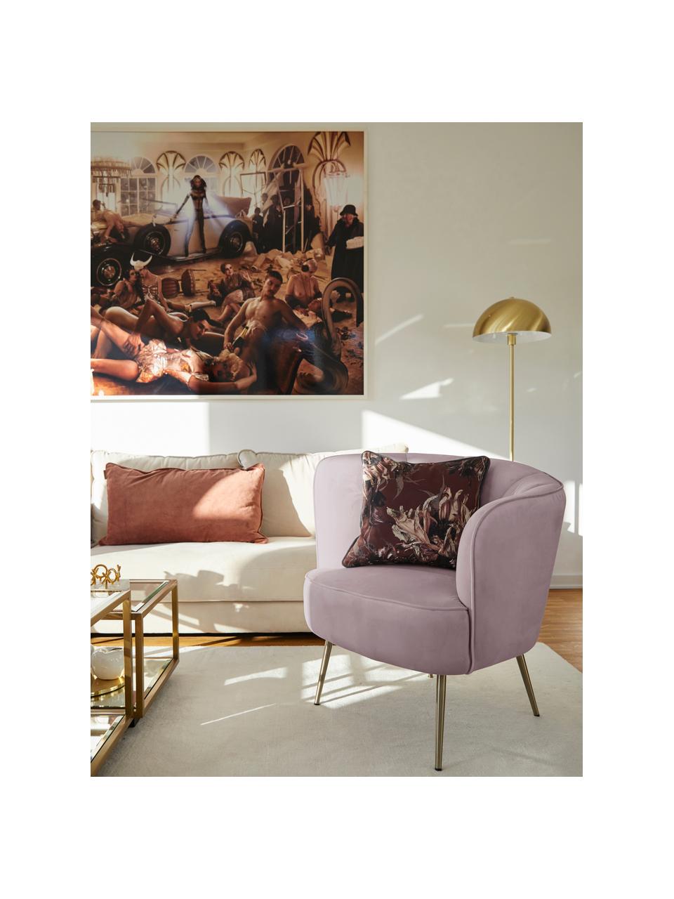 Fauteuil cocktail en velours mauve Louise, Velours mauve, larg. 76 x prof. 75 cm