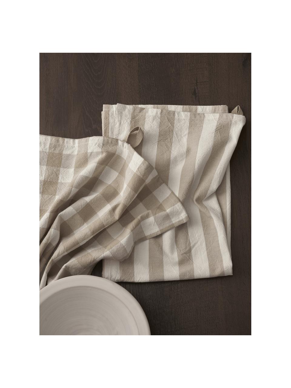 Paños de cocina de algodón Minna, 2 uds., 100% algodón, Beige, blanco, An 50 x L 70 cm