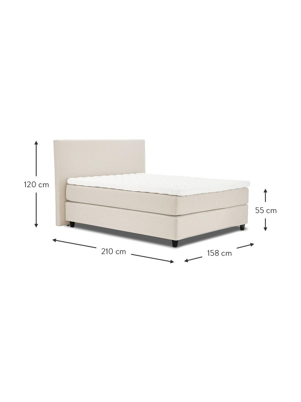 Lit à sommier tapissier beige Premium Eliza, Tissu beige, 140 x 200 cm, indice de fermeté 2