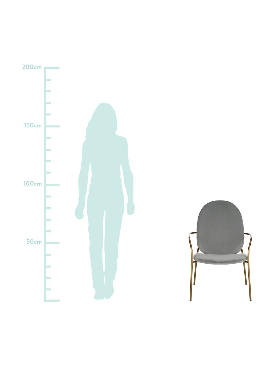 Fluwelen lounge fauteuil Mary in grijs, Bekleding: fluweel (polyester), Frame: gecoat metaal, Fluweel grijs, B 63 x D 73 cm