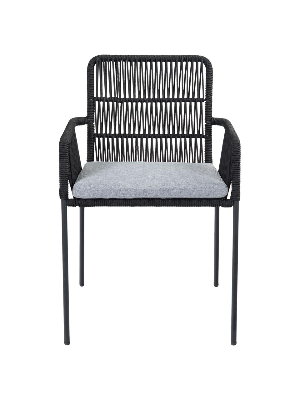 Židle s područkami a podsedákem Sando, 2 ks, Černá, šedá, Š 55 cm, H 65 cm