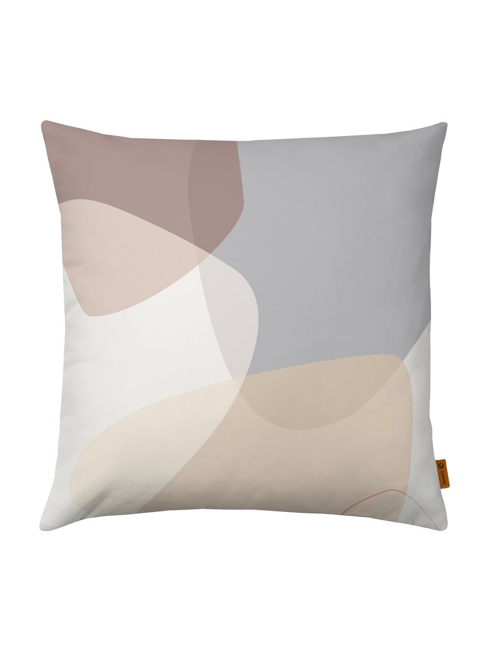 Kissenhülle Graphic mit geometrischem Print, 100% Polyester, Beige, Grau, Creme, Altrosa, 40 x 40 cm