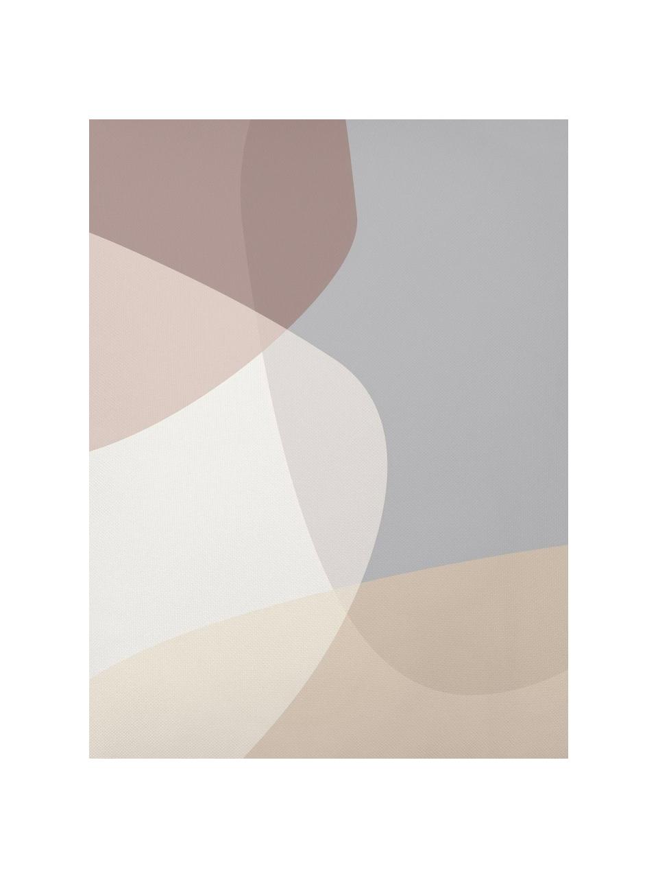 Federa arredo con stampa geometrica Graphic, Poliestere, Beige, grigio, crema, rosa cipria, Larg. 40 x Lung. 40 cm