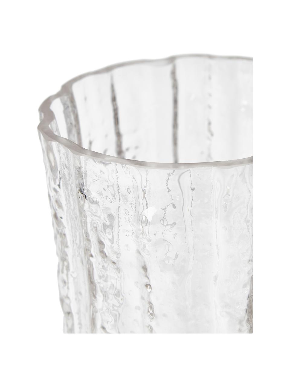 Skleněná váza se strukturovaným povrchem Elli, Sklo, Transparentní, Ø 13 cm, V 30 cm