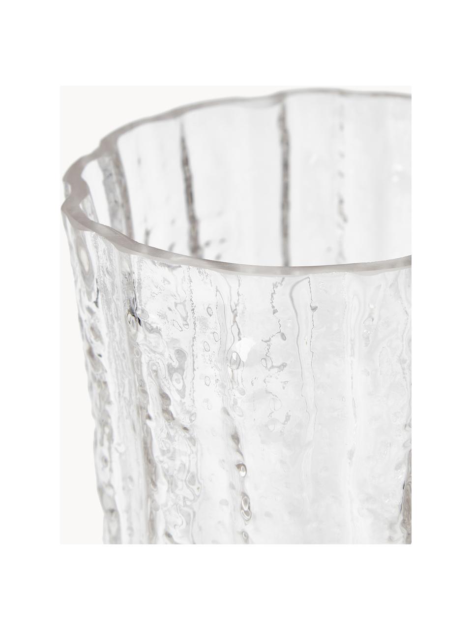 Jarrón de vidrio con relieves Elli, Vidrio, Transparente, Ø 13 x Al 30 cm