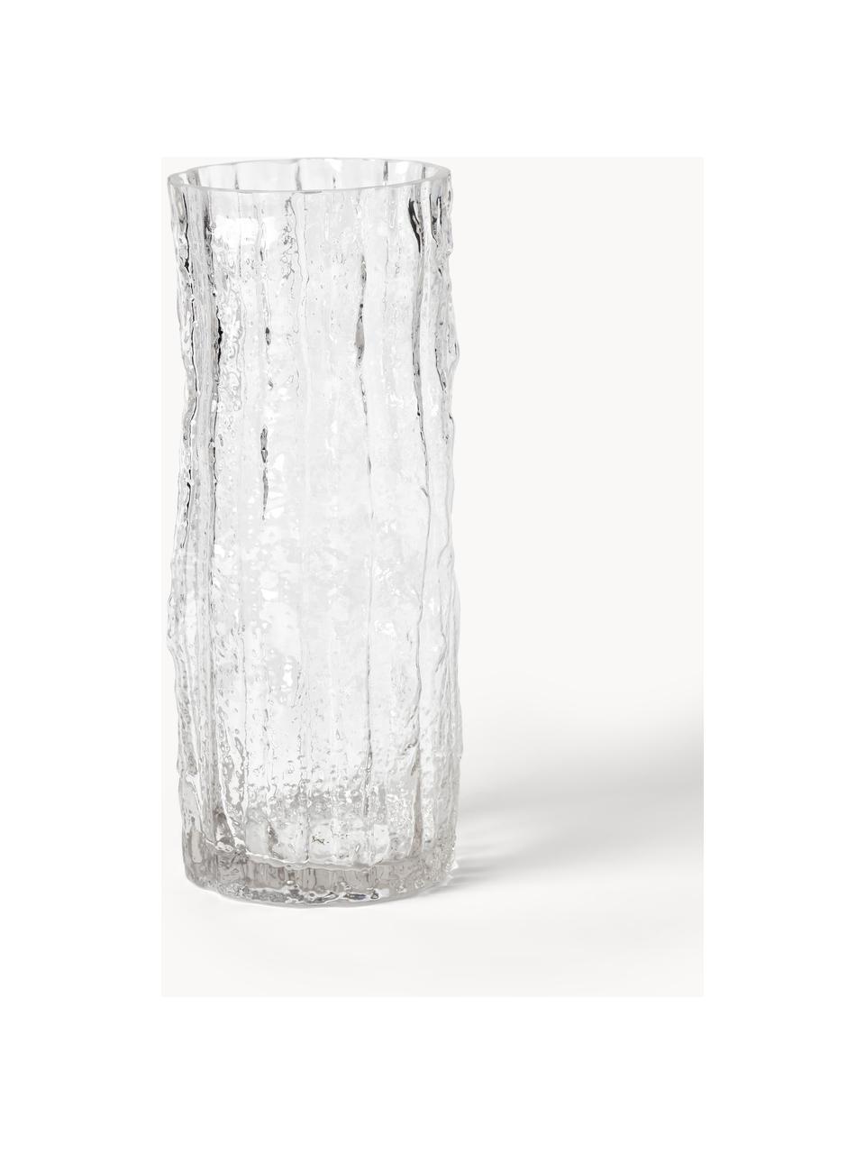 Glas-Vase Elli mit strukturierter Oberfläche, Glas, Transparent, Ø 13 x H 30 cm