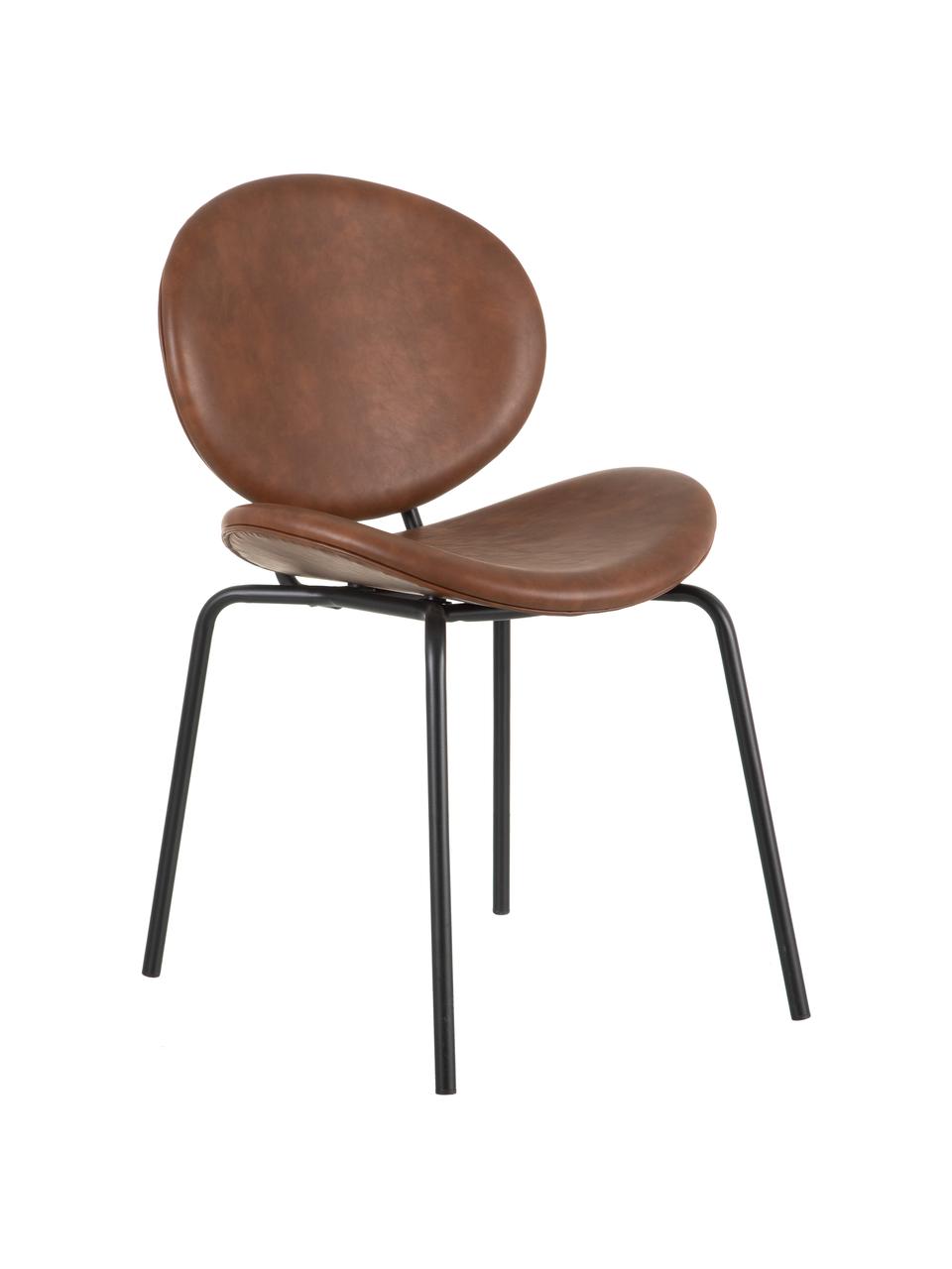 Čalouněná židle z imitace kůže Frankie, Karamelově hnědá, černá