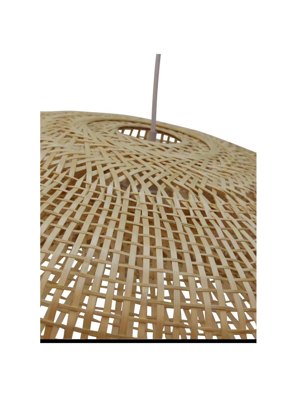 Hanglamp Construct met bamboe vlechtwerk, Lampenkap: bamboe, Baldakijn: gecoat metaal, Lichtbruin, Ø 65 x H 30 cm