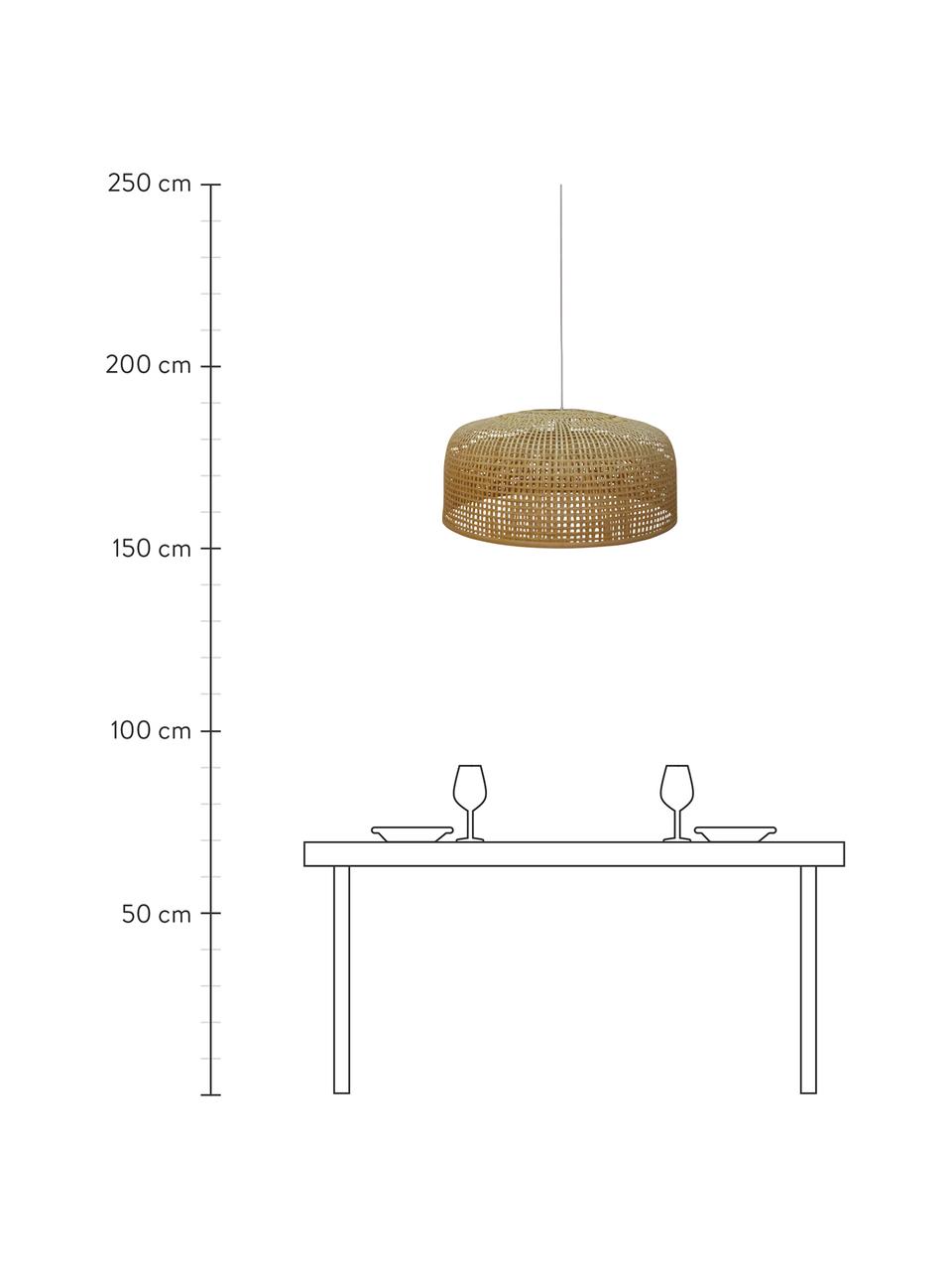 Hanglamp Construct met bamboe vlechtwerk, Lampenkap: bamboe, Baldakijn: gecoat metaal, Lichtbruin, Ø 65 x H 30 cm