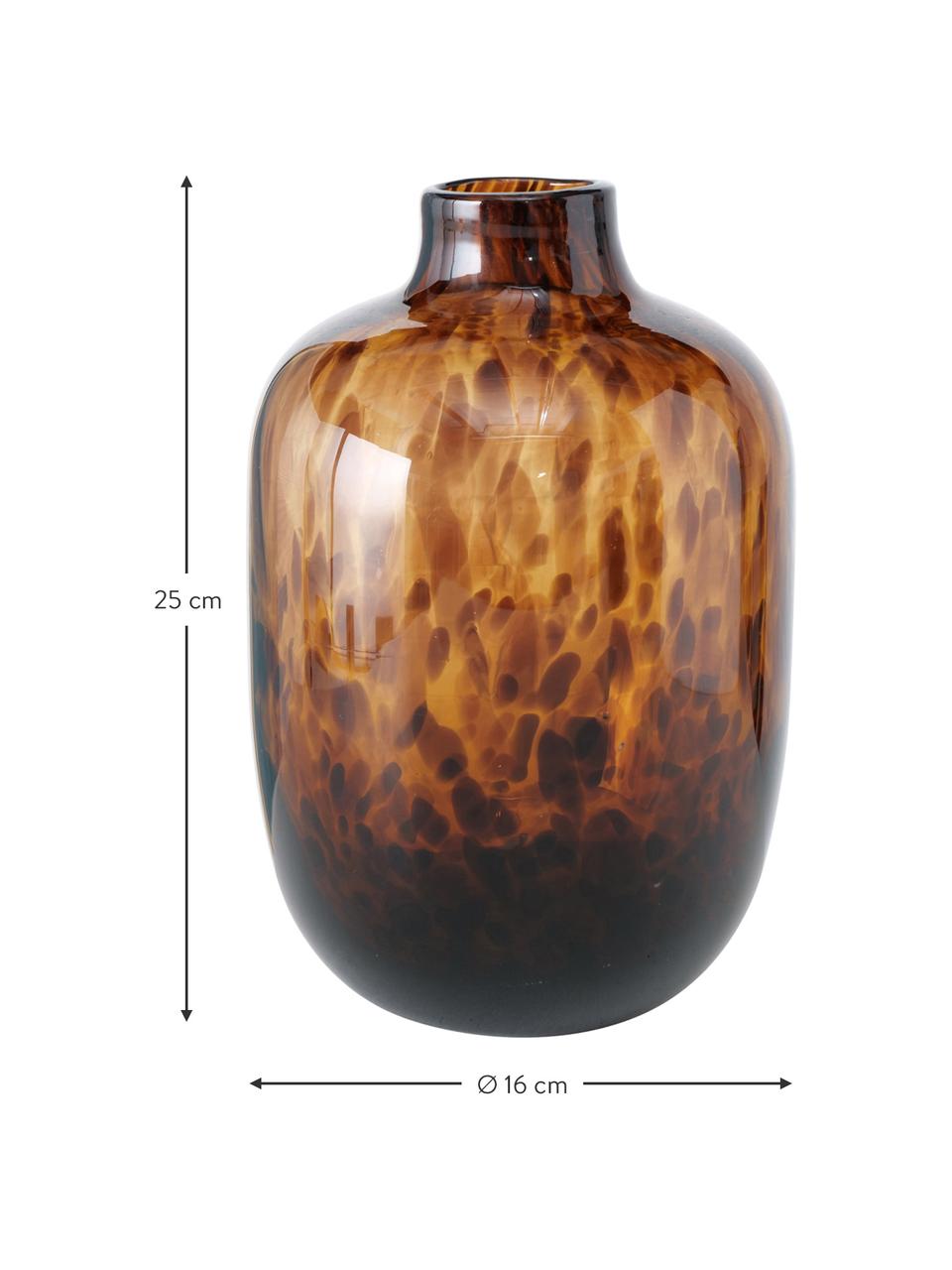 Skleněná váza se vzorem Leopard, Sklo, Odstíny hnědé, Ø 16 cm, V 25 cm