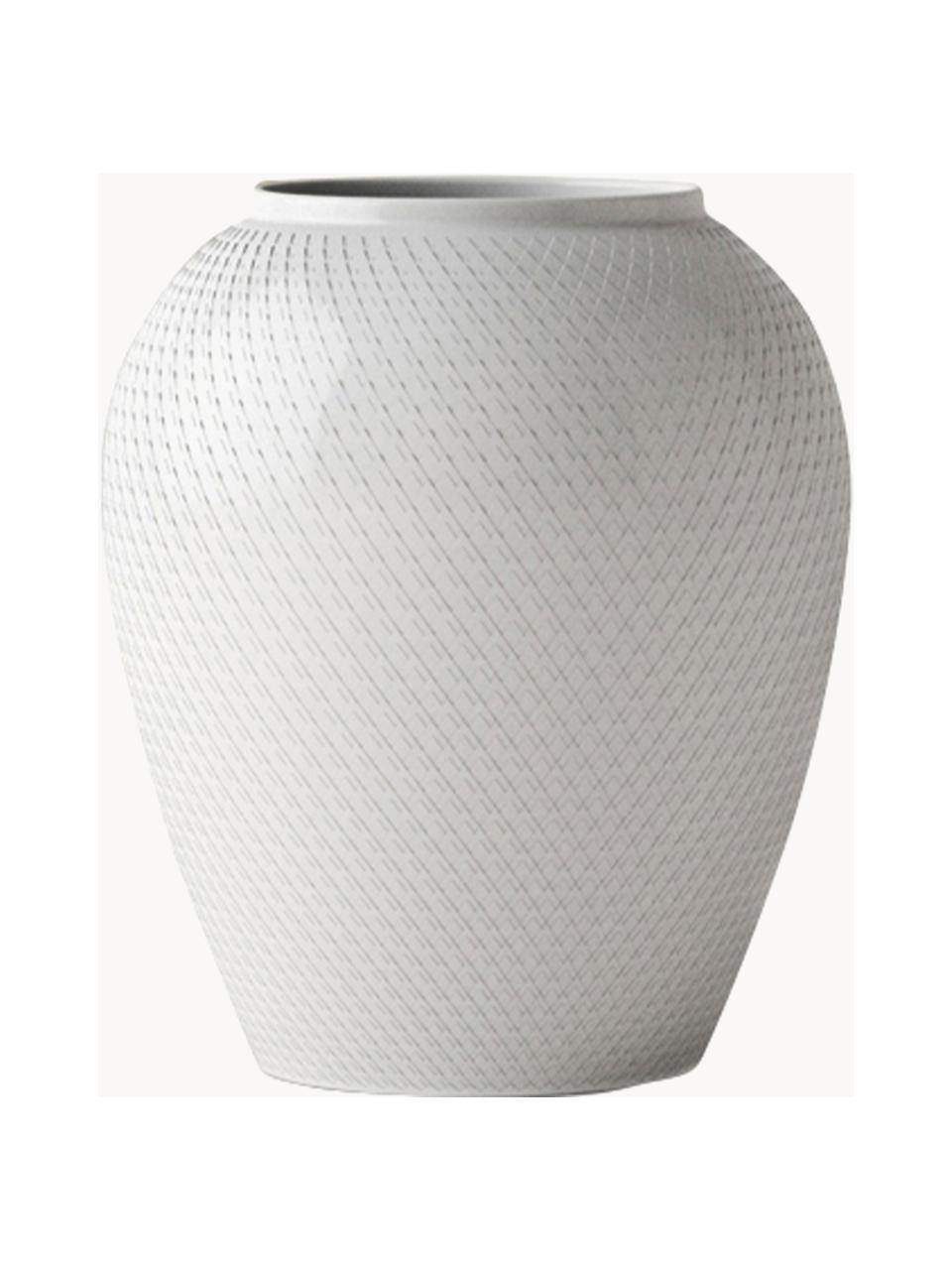 Vase en porcelaine artisanal Rhombe, haut. 17 cm, Porcelaine, Blanc, Ø 14 x haut. 17 cm