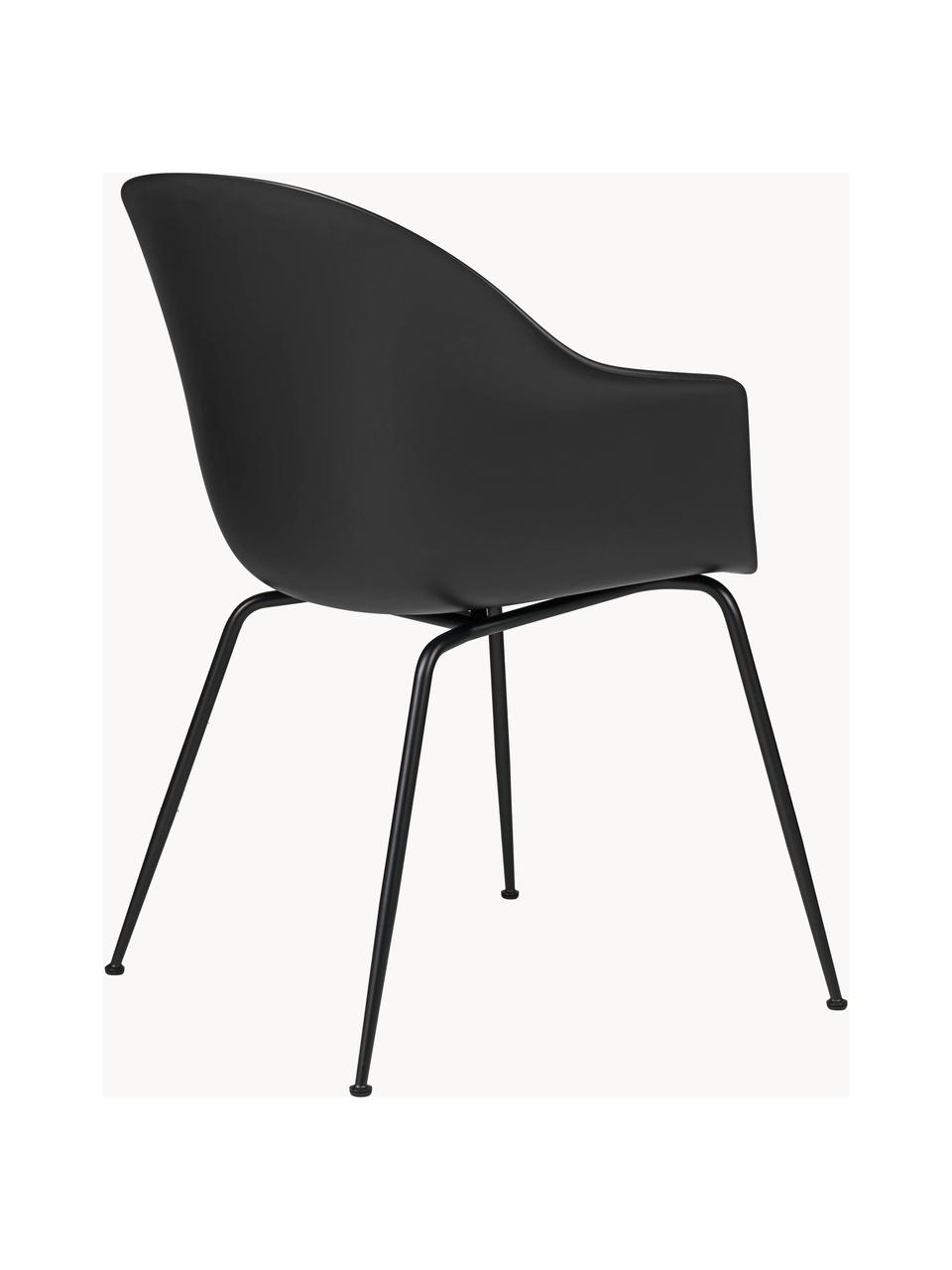 Krzesło z podłokietnikami Bat, Nogi: metal powlekany, Czarny, S 61 x G 56 cm