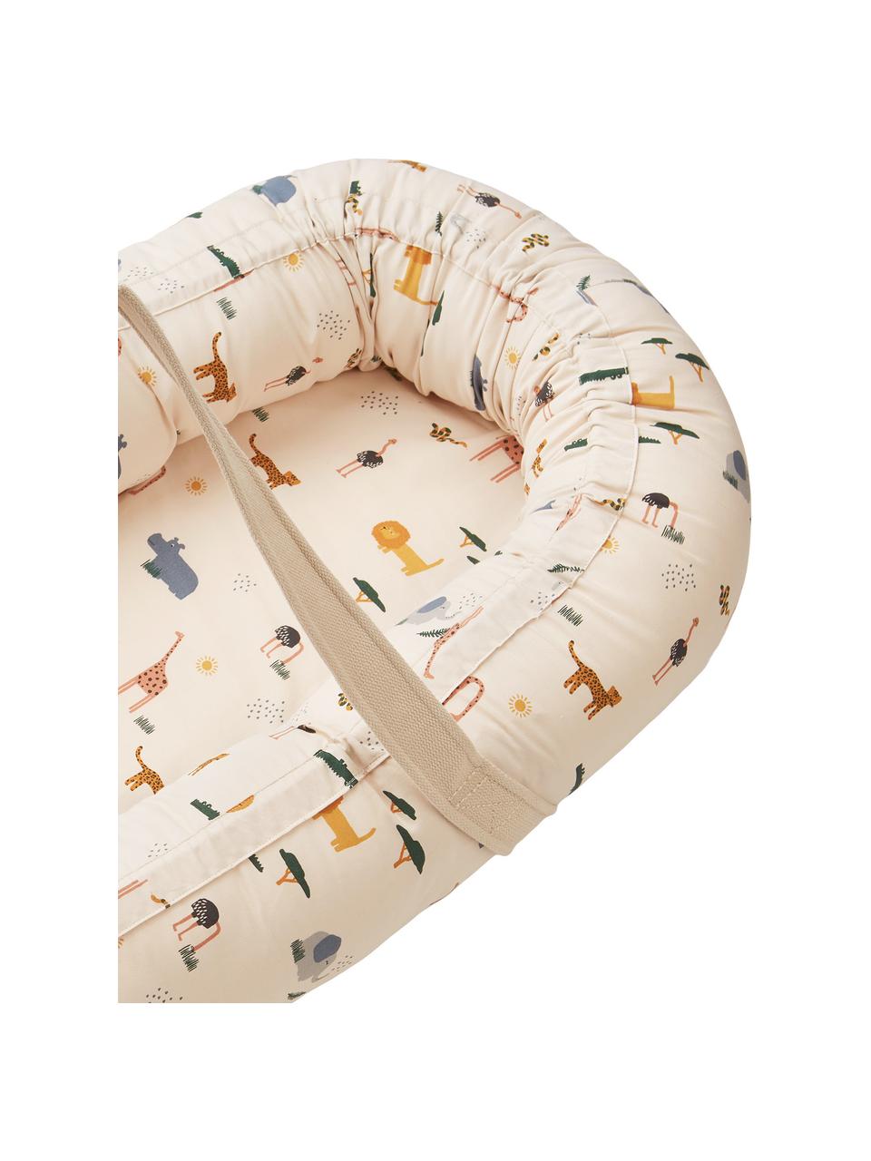 Babynest de algodón Gro, Funda: 100% algodón, Beige con estampado multicolor, An 45 x L 84 cm