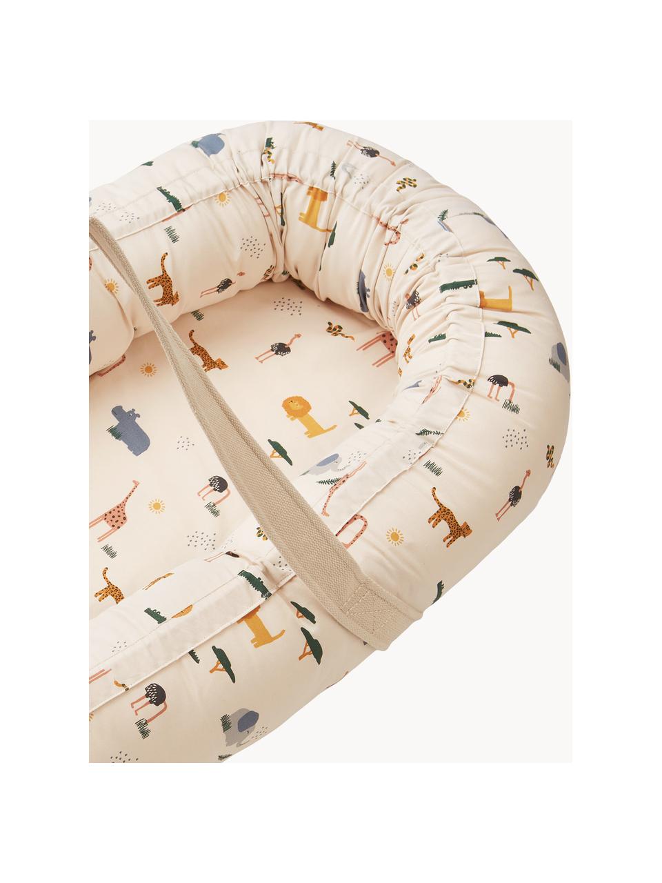 Babynest de algodón Gro, Funda: 100% algodón, Beige con estampado multicolor, An 45 x L 84 cm