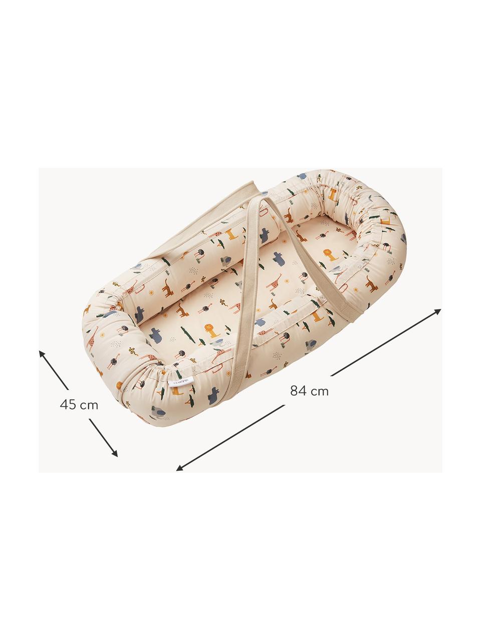 Babynest de algodón Gro, Funda: 100% algodón, Beige con estampado multicolor, An 45 x L 84 cm