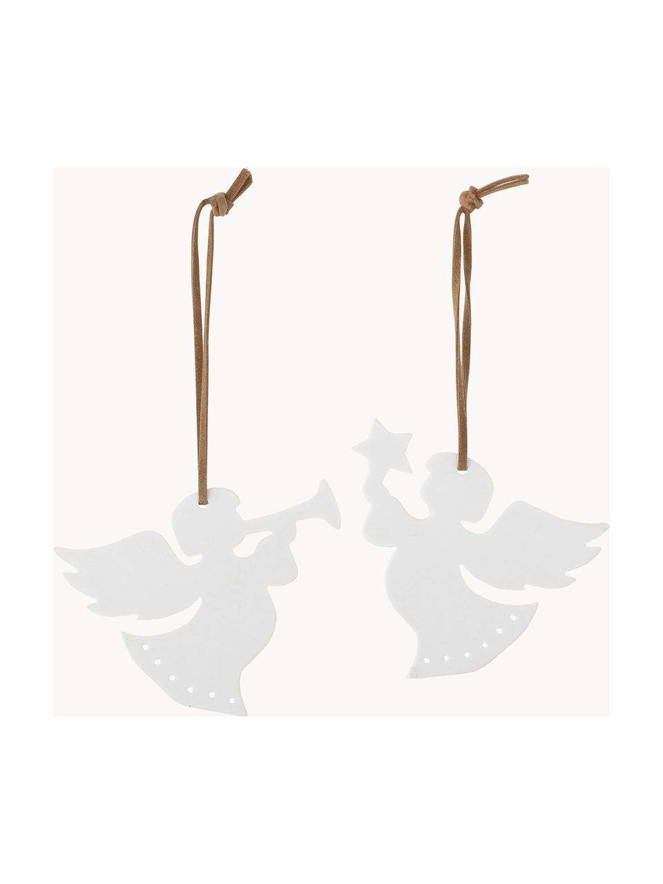 Kerstboomhangers Lisia in de vorm van engel, set van 2, Wit, B 8 x H 8 cm