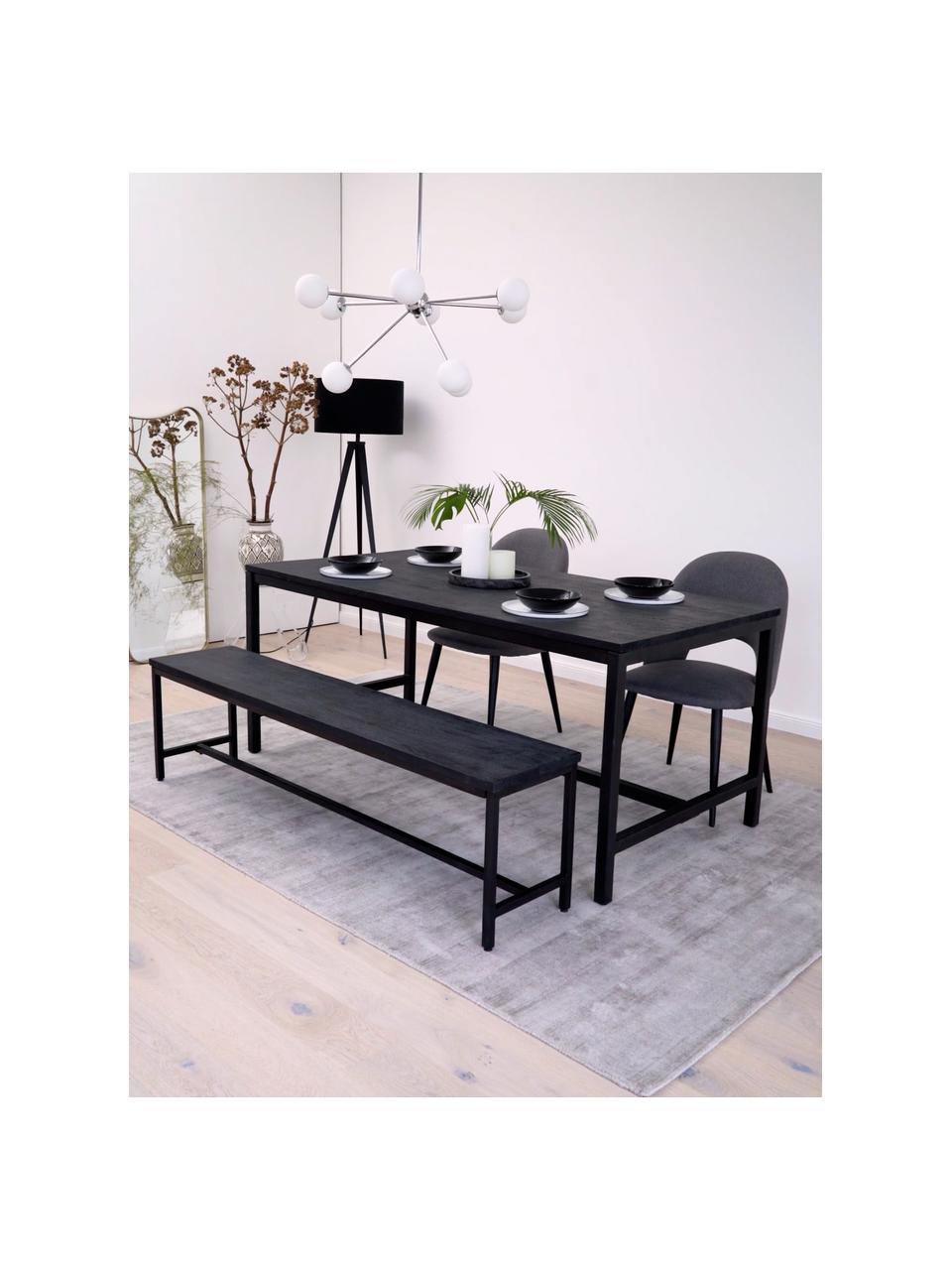 Mesa de comedor de madera de mango Raw, 180 x 90 cm, Tablero: madera de mango maciza ce, Estructura: metal con pintura en polv, Negro, An 180 x F 90 cm