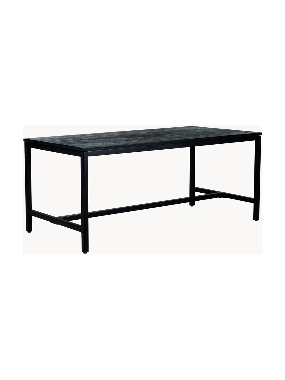 Mesa de comedor de madera de mango Raw, 180 x 90 cm, Tablero: madera de mango maciza ce, Estructura: metal con pintura en polv, Negro, An 180 x F 90 cm