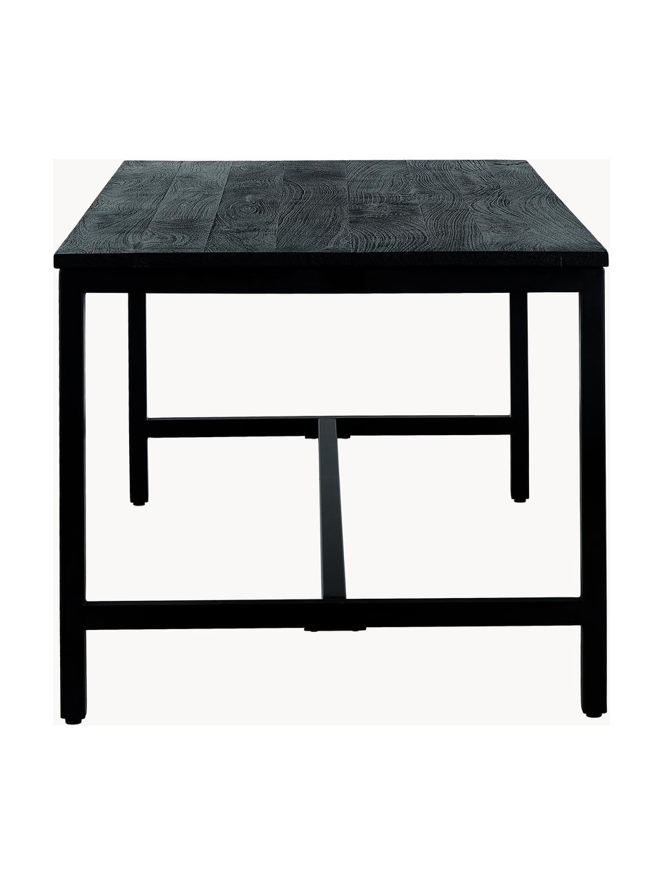 Mesa de comedor de madera de mango Raw, 180 x 90 cm, Tablero: madera de mango maciza ce, Estructura: metal con pintura en polv, Negro, An 180 x F 90 cm