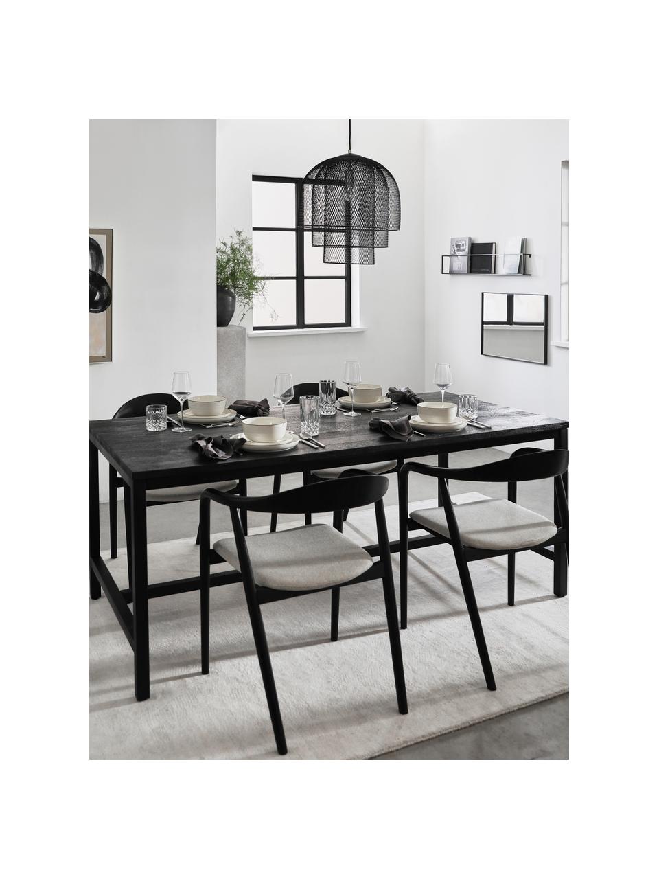 Mesa de comedor de madera de mango Raw, 180 x 90 cm, Tablero: madera de mango maciza ce, Estructura: metal con pintura en polv, Negro, An 180 x F 90 cm