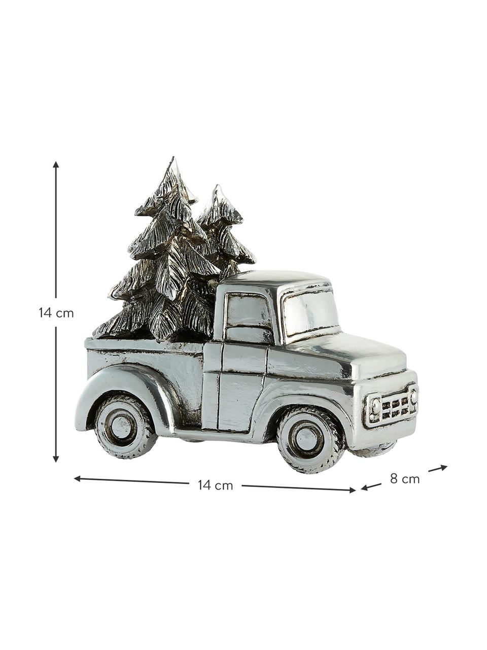 Handgefertigtes Deko-Auto Car H 14 cm, Polyresin, Silberfarben, B 14 x H 14 cm