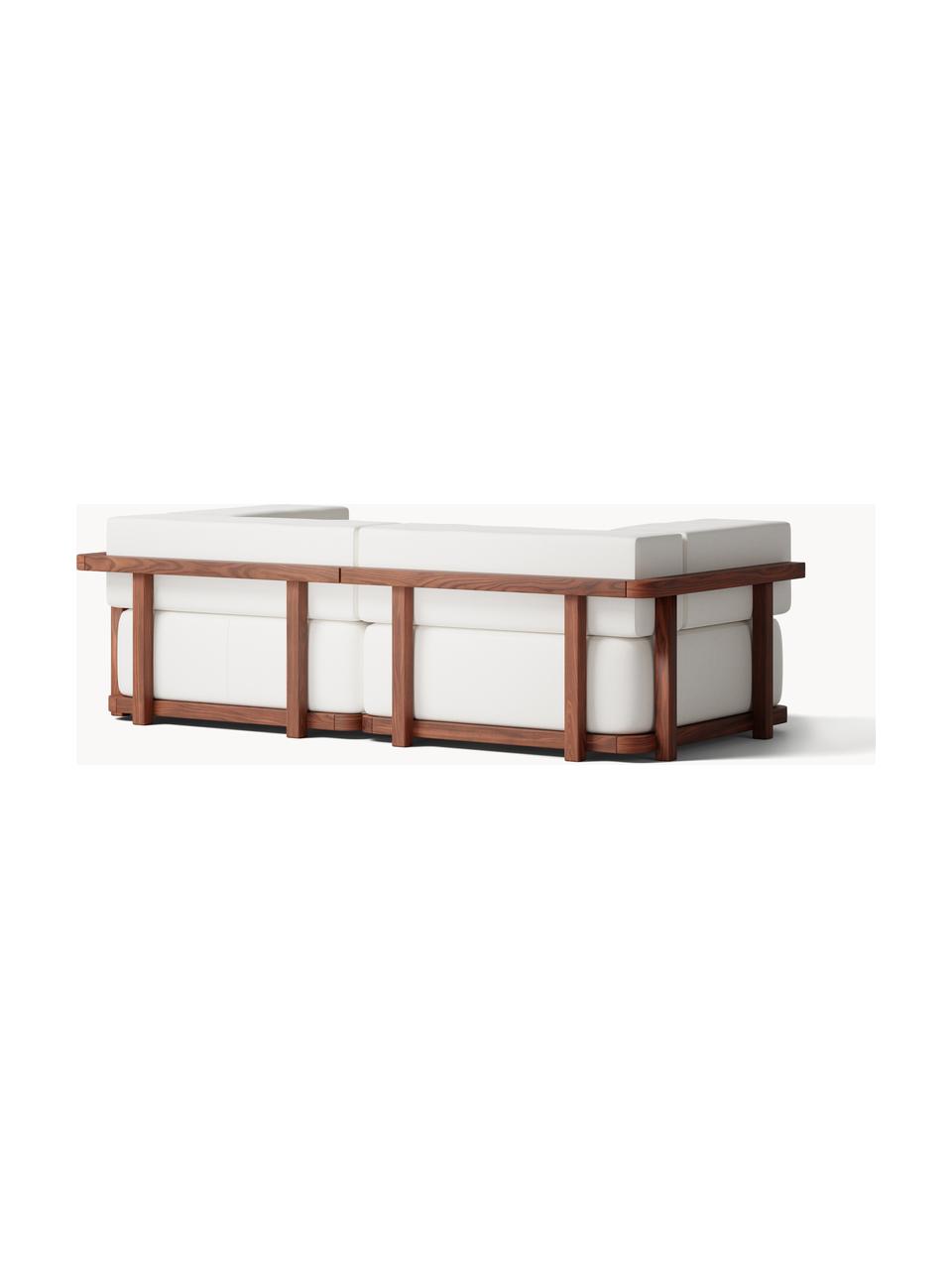 Sofá lounge modular para exterior Matheus (2 plazas), Funda: 100% algodón Alta resiste, Estructura: madera maciza de acacia, , Tejido blanco Off White, madera de acacia, An 219 x F 110 cm