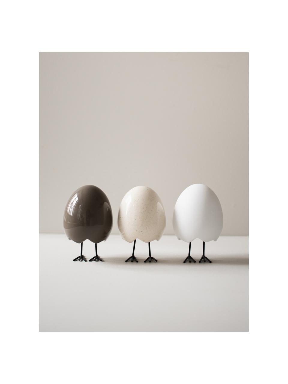 Dekoracja Happy Feet, Korpus: ceramika, Nogi: żelazo powlekane, Taupe, błyszczący, Ø 8 x W 12 cm