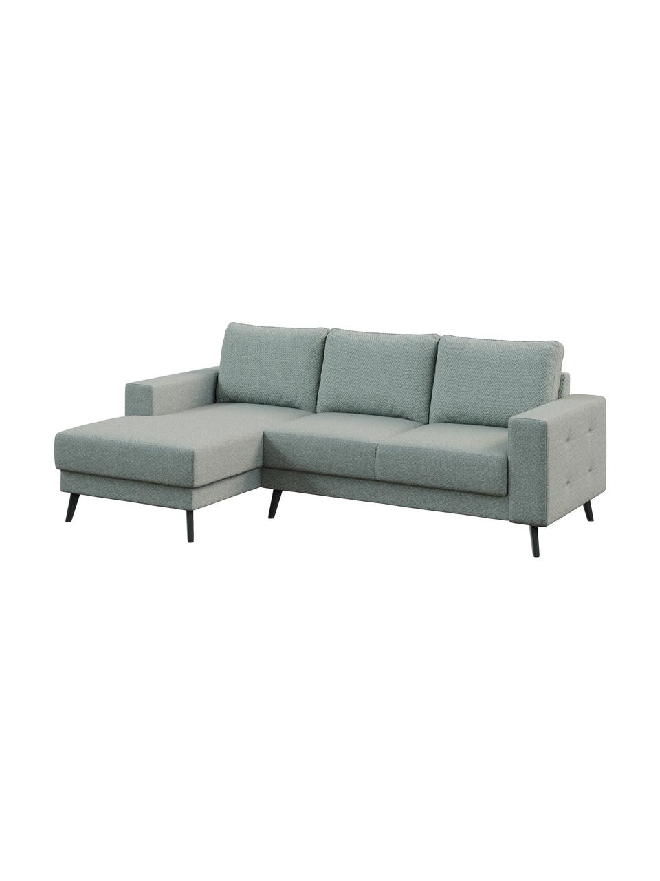 Sofa narożna Fynn, Tapicerka: 100% poliester z uczuciem, Stelaż: drewno liściaste, drewno , Nogi: drewno lakierowane Dzięki, Greige, S 234 x G 145 cm