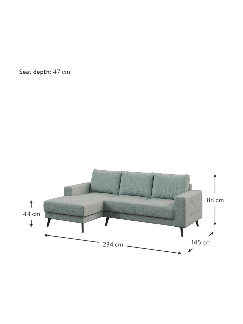 Sofa narożna Fynn, Tapicerka: 100% poliester z uczuciem, Stelaż: drewno liściaste, drewno , Nogi: drewno lakierowane Dzięki, Greige, S 234 x G 145 cm