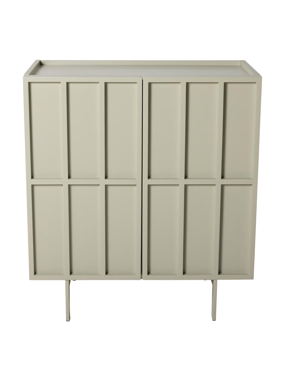 Chiffonnier Pebble, Estructura: tablero de fibras de dens, Patas: metal recubierto, Gris claro, An 80 x Al 89 cm