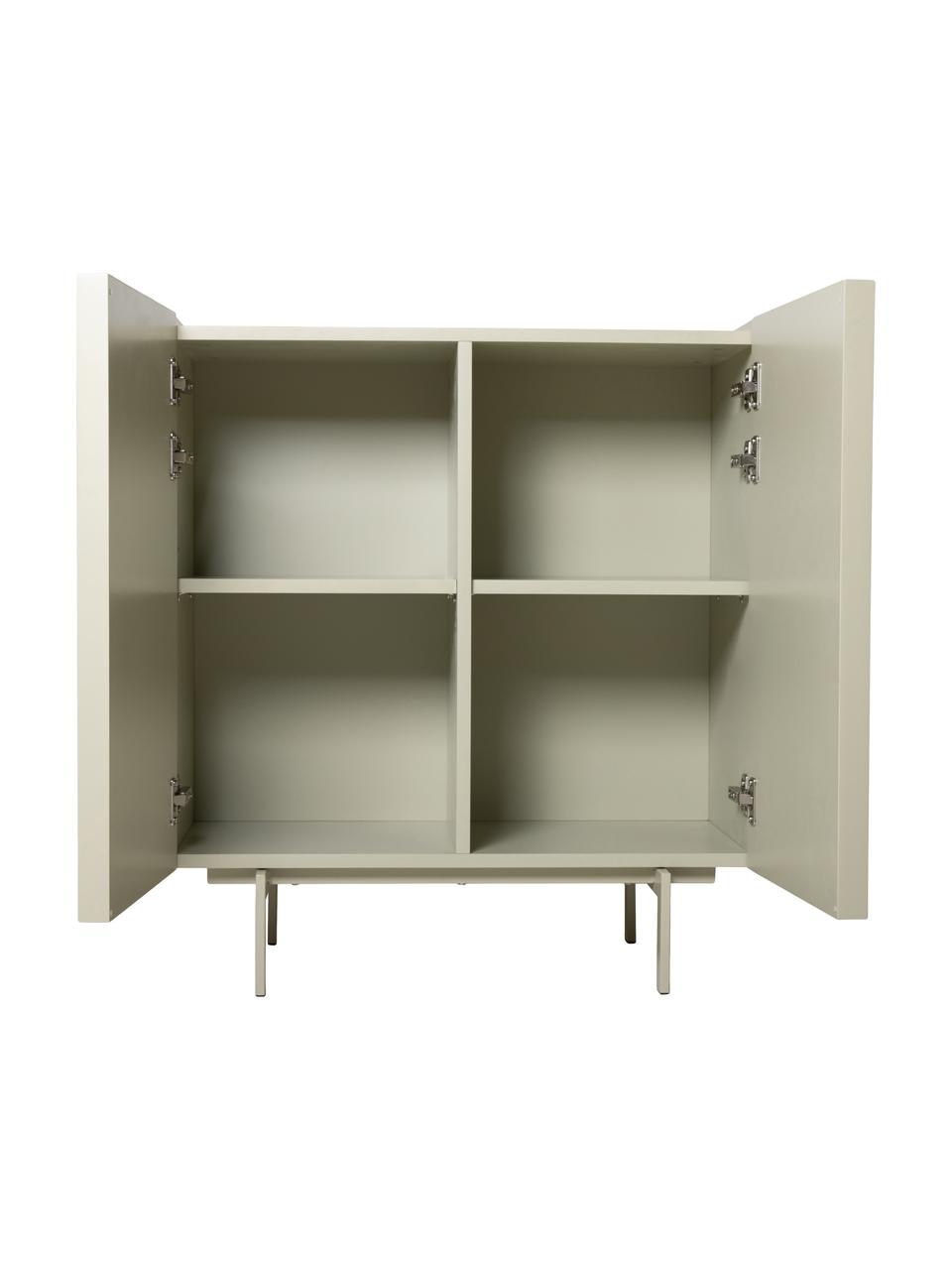 Chiffonnier Pebble, Estructura: tablero de fibras de dens, Patas: metal recubierto, Gris claro, An 80 x Al 89 cm