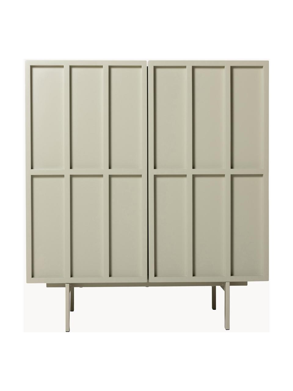 Chiffonnier Pebble, Estructura: tablero de fibras de dens, Patas: metal recubierto, Gris claro, An 80 x Al 89 cm