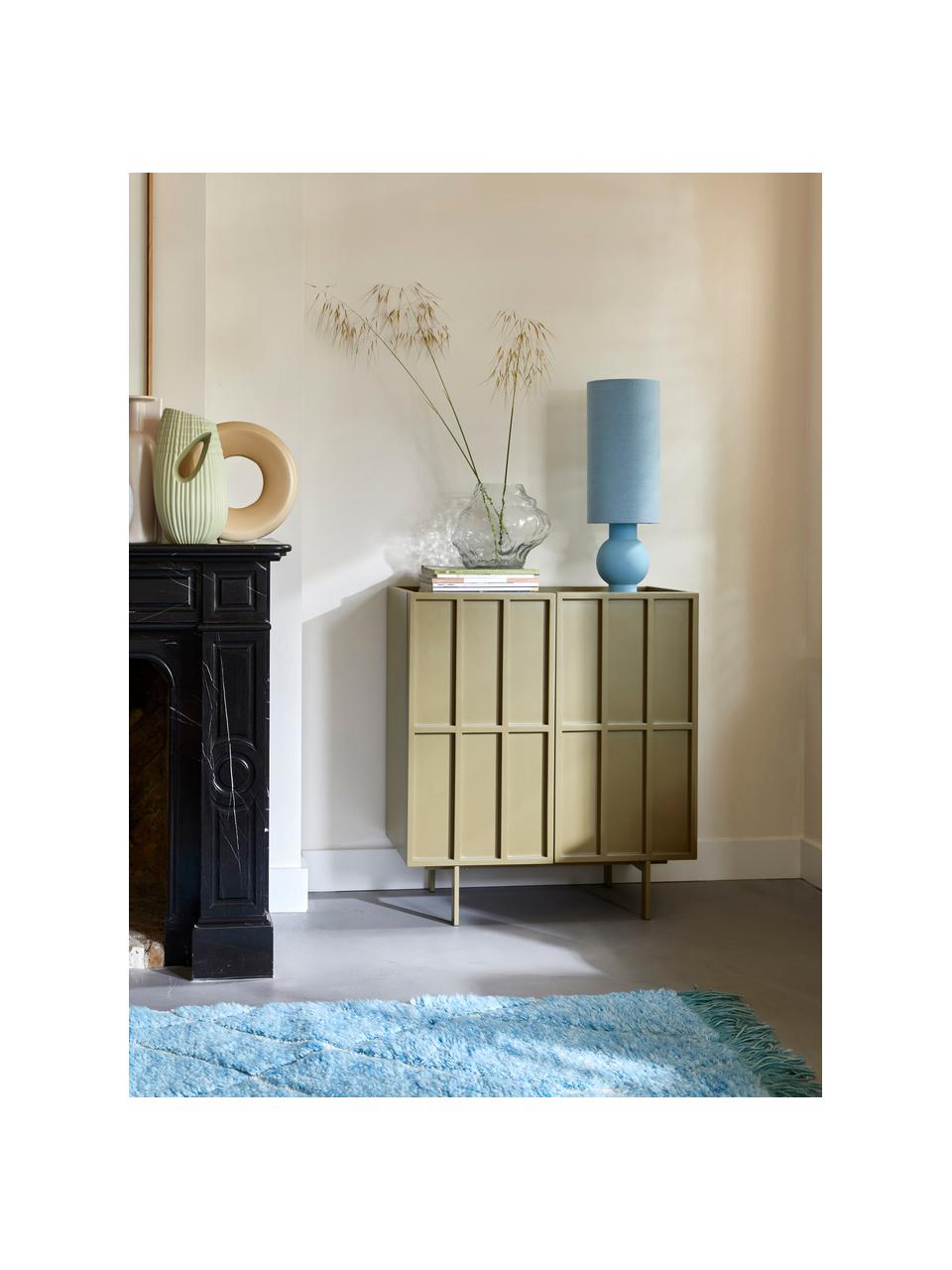 Credenza alta Pebble, Piedini: metallo rivestito, Beige chiaro, Larg. 80 x Alt. 89 cm