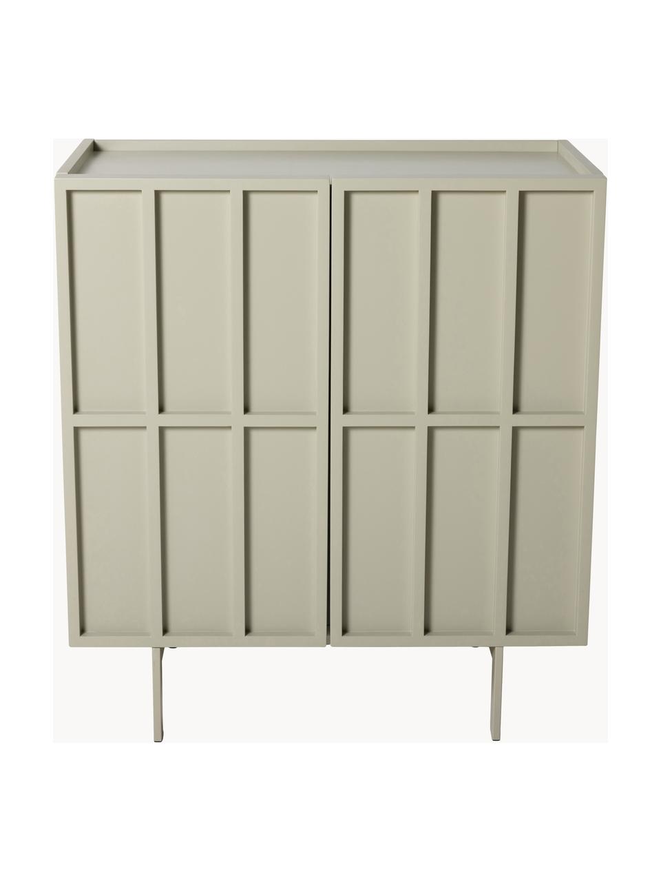 Chiffonnier Pebble, Estructura: tablero de fibras de dens, Patas: metal recubierto, Beige claro, An 80 x Al 89 cm