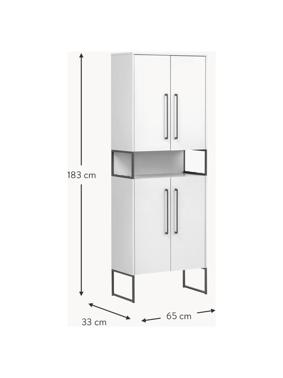 Bad-Hochschrank Rosalie, B 65 cm, Weiß, B 65 x H 183 cm