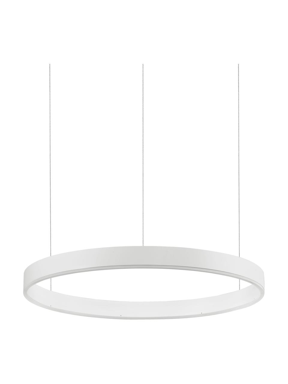 Große LED-Pendelleuchte Motif in Weiß, Lampenschirm: Aluminium, beschichtet, Baldachin: Aluminium, beschichtet, Weiß, Ø 60 x H 190 cm