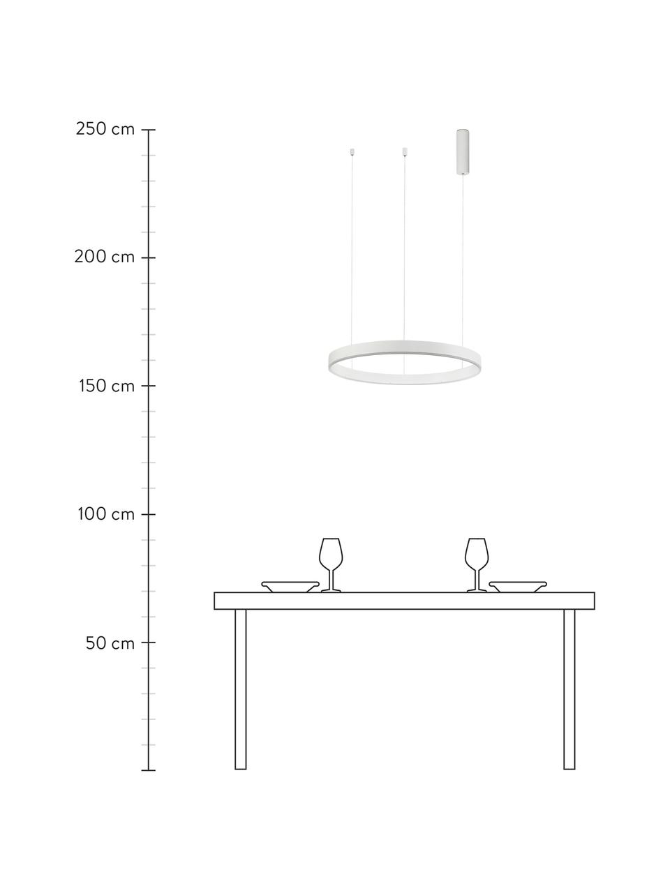 Grosse LED-Pendelleuchte Motif in Weiss, Lampenschirm: Aluminium, beschichtet, Baldachin: Aluminium, beschichtet, Weiss, Ø 60 x H 190 cm