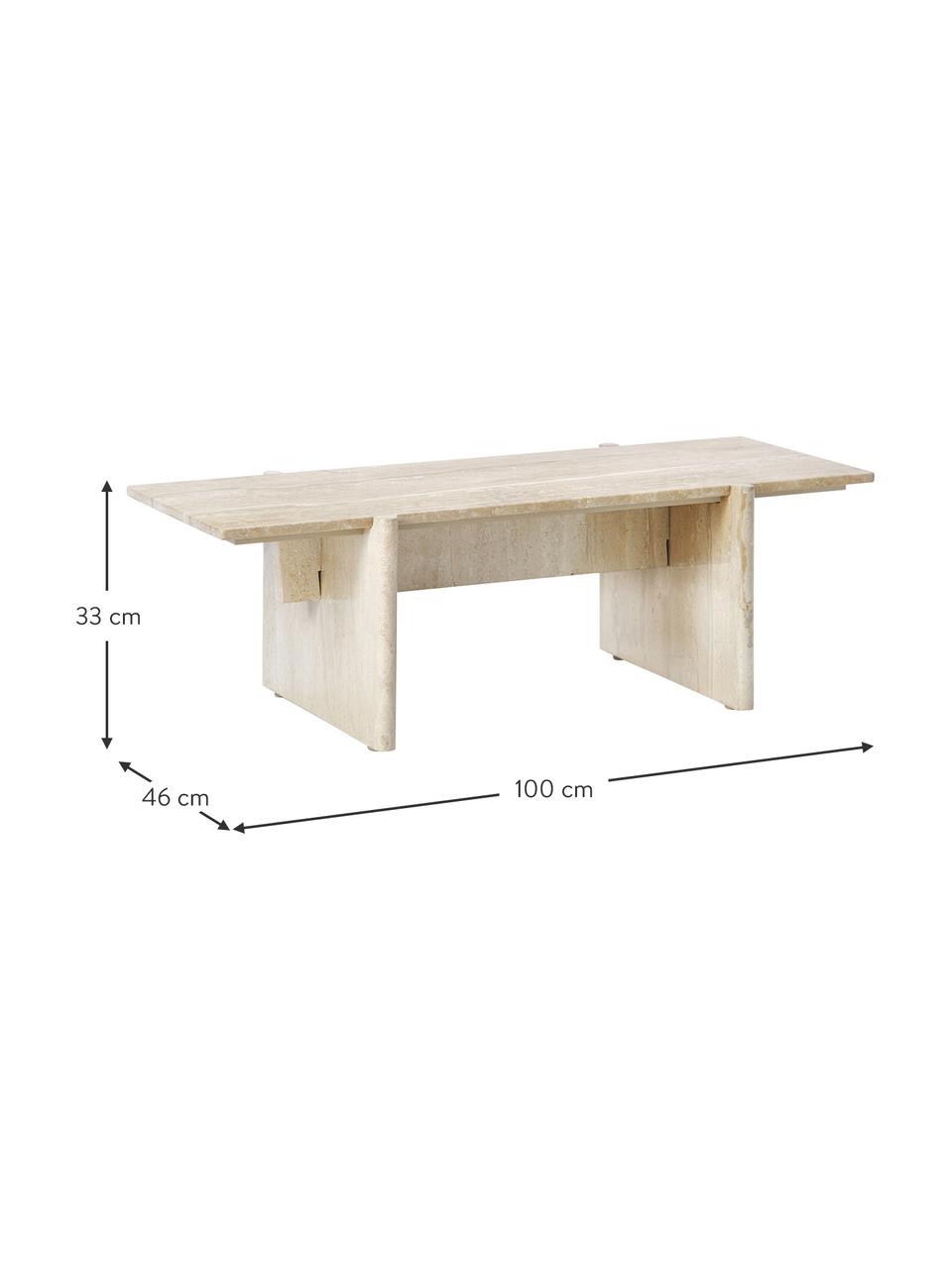 Tavolino da salotto in travertino beige Jovis, Piano del tavolo: pietra di travertino, Beige, Larg. 100 x Alt. 33 cm
