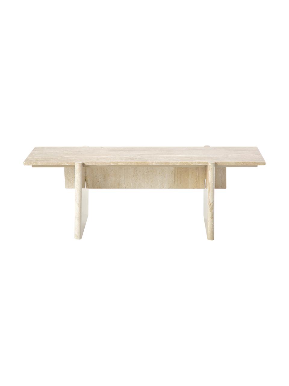 Mesa de centro de travertino Jovis, Tablero: travertino, Estructura: travertino, Aspecto travertino beige, An 100 x F 46 cm