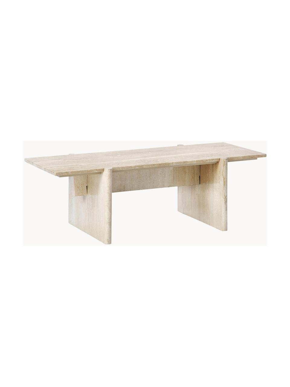 Tavolino da salotto in travertino Jovis, Beige effetto travertino, Larg. 100 x Prof. 46 cm