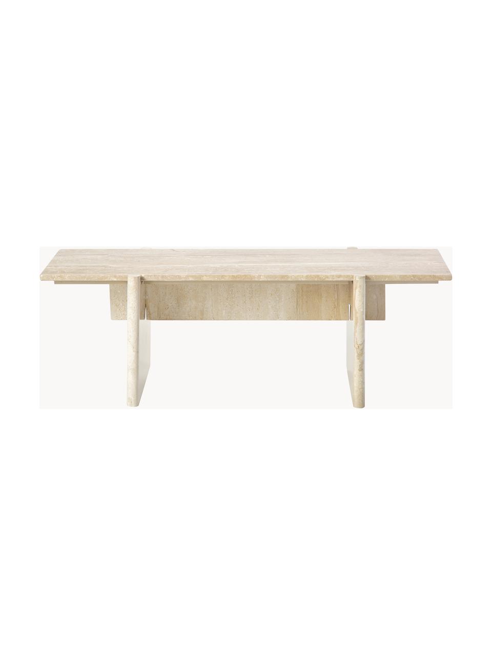 Mesa de centro de travertino Jovis, Tablero: travertino, Estructura: travertino, Aspecto travertino beige, An 100 x F 46 cm