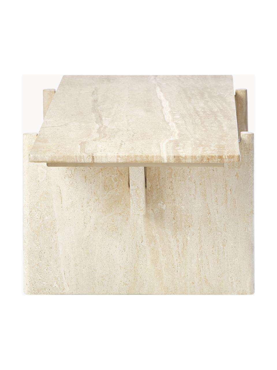 Mesa de centro de travertino Jovis, Tablero: travertino, Estructura: travertino, Aspecto travertino beige, An 100 x F 46 cm