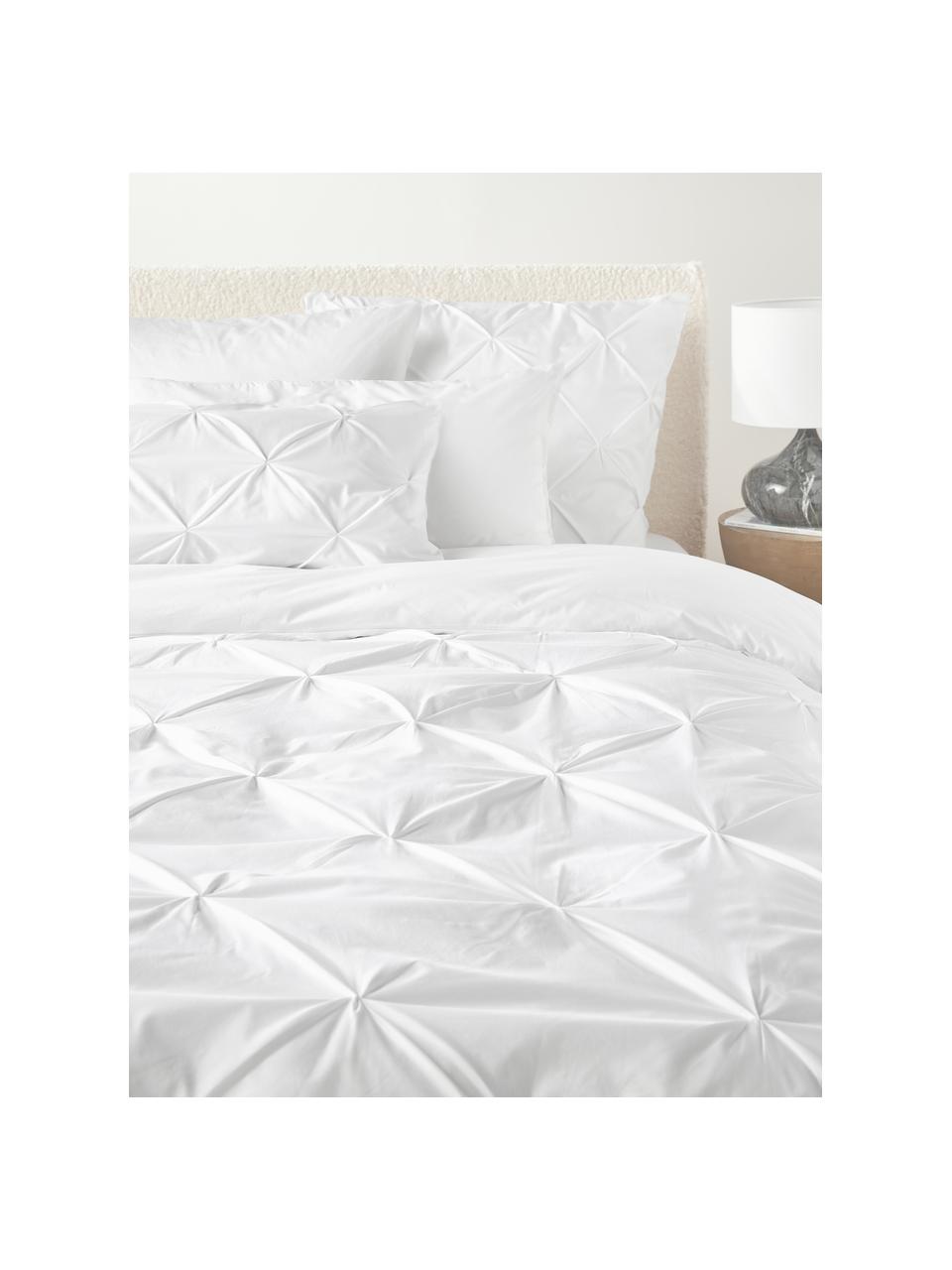 Funda nórdica de percal en look origami Brody, Blanco, Cama 90 cm (155 x 220 cm)