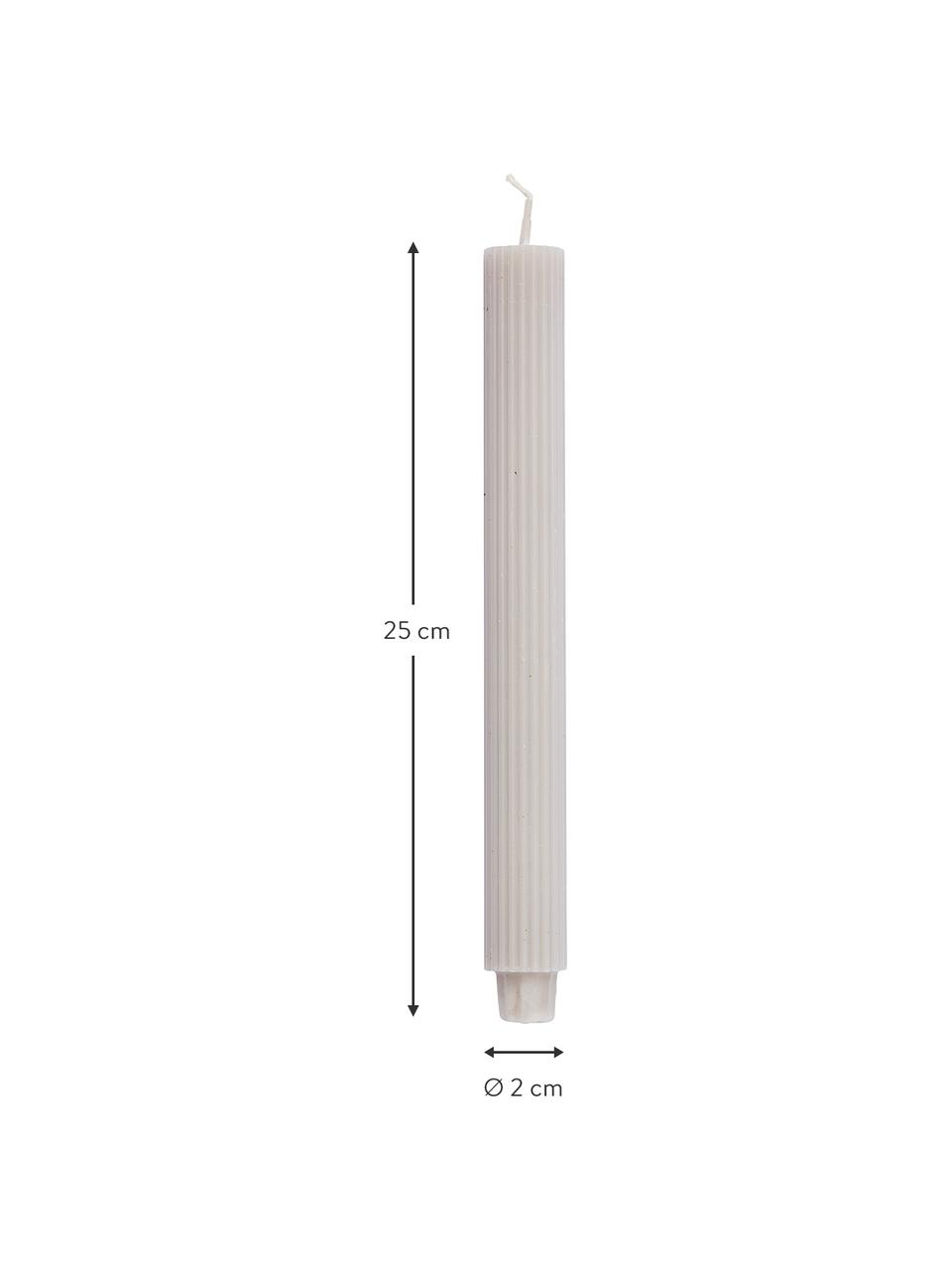 Dlhá sviečka Ribbed, 2 ks, Parafínový vosk, Béžová, Ø 2 x V 25 cm