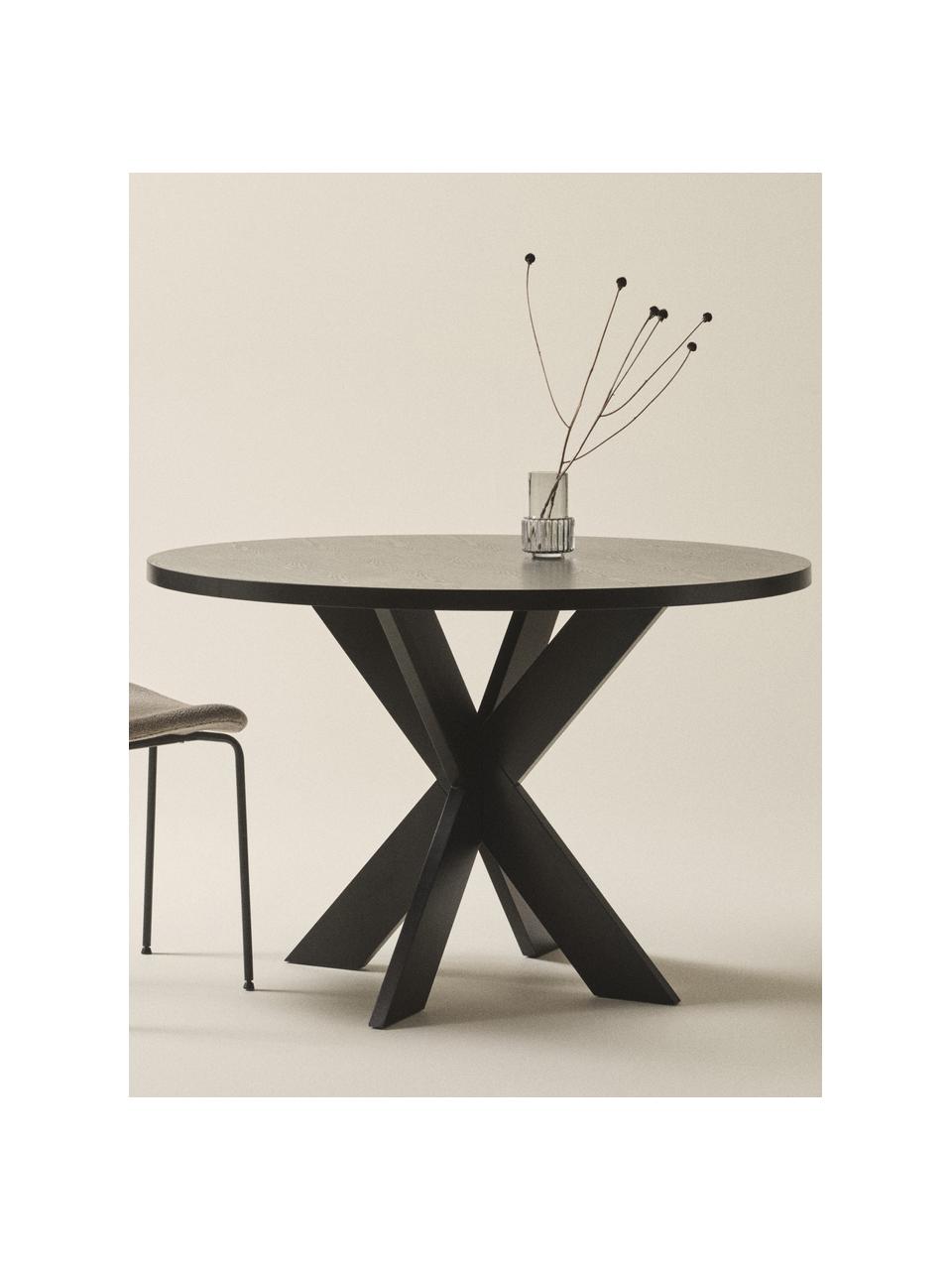 Kulatý dřevěný jídelní stůl Lugnvik, MDF deska (dřevovláknitá deska střední hustoty) potažená linoleem, Černá, Ø 120 cm, V 76 cm
