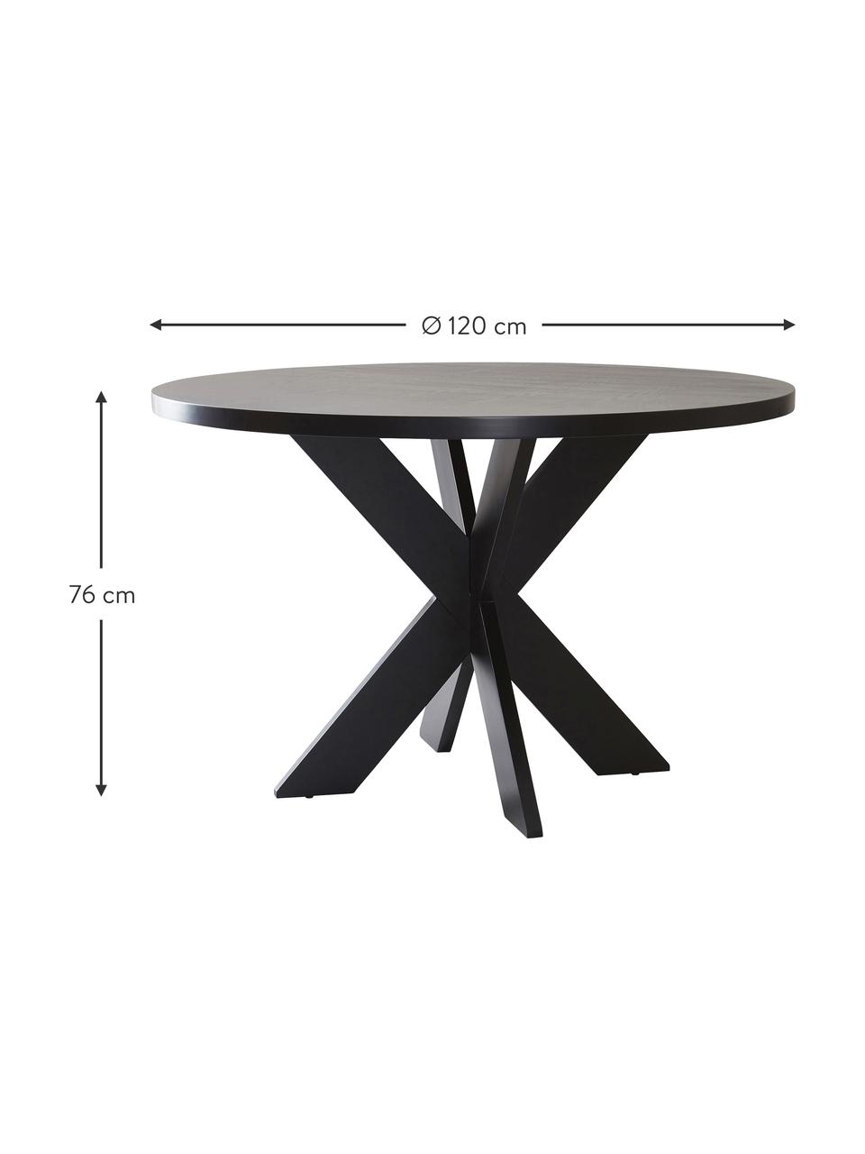 Tavolo rotondo in legno Lugnvik, Pannello di fibra a media densità (MDF) rivestito con linoleum, Nero, Ø 120 x Alt. 76 cm