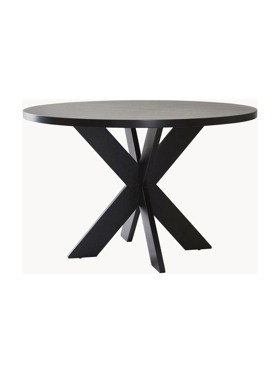 Kulatý dřevěný jídelní stůl Lugnvik, MDF deska (dřevovláknitá deska střední hustoty) potažená linoleem, Černá, Ø 120 cm, V 76 cm