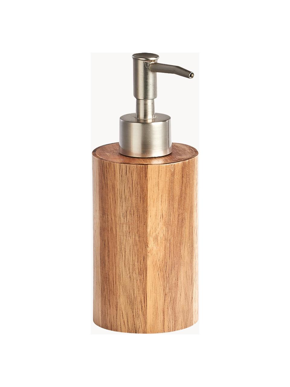 Dávkovač mýdla z akáciového dřeva Wood, Akáciové dřevo, stříbrná, Ø 7 cm, V 17 cm