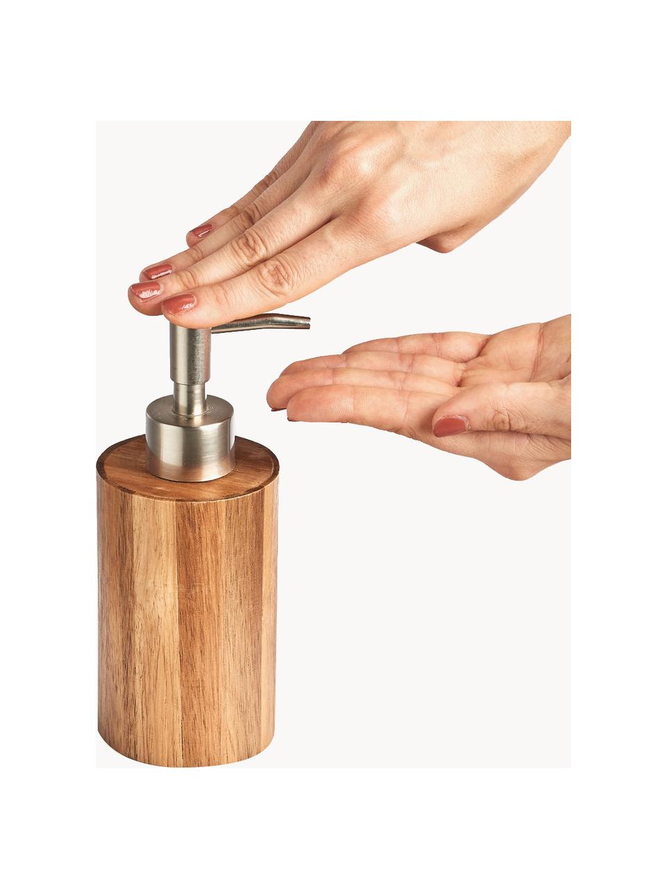 Dosificador de jabón de madera de acacia Wood, Recipiente: madera de acacia, Dosificador: plástico con apariencia d, Madera de acacia, Ø 7 x Al 17 cm